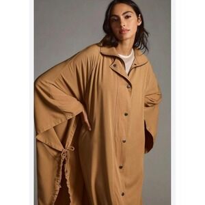Pilcro Anthropologie Tan Oversized Poncho Jacket Snap Front One Size